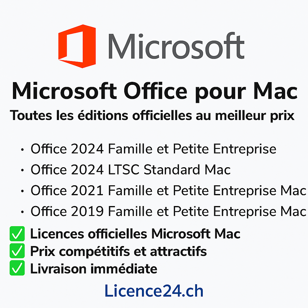 Microsoft Office pour Mac – Licences officielles à vie disponibles sur licence24.ch